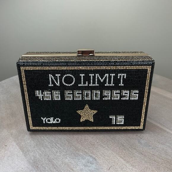 No Limit Handbags - No Limit Rhinestone Womens Rectangular Gold Black Silver Clutch Handbag New